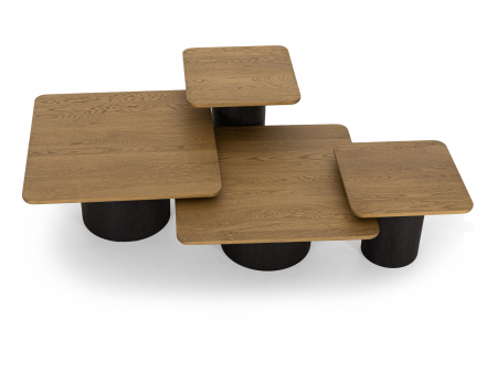 Masuta cafea Veneto 80x80x35cm, lemn masiv de stejar si microciment, multiple finisaje disponibile, stil contemporan [9]