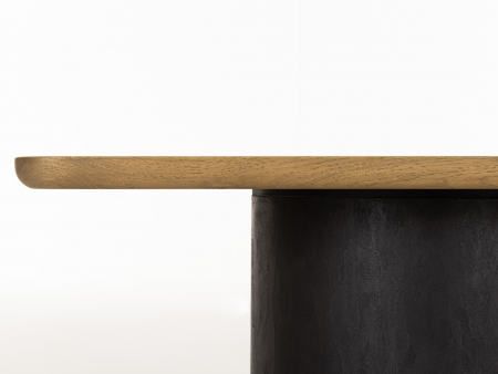 Masuta cafea Veneto 80x80x41cm, lemn masiv de stejar si microciment, multiple finisaje disponibile, stil contemporan [3]