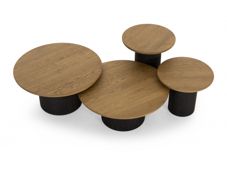 Masuta cafea rotunda Veneto D50x41cm, lemn masiv de stejar si microciment, multiple finisaje disponibile, stil contemporan [10]