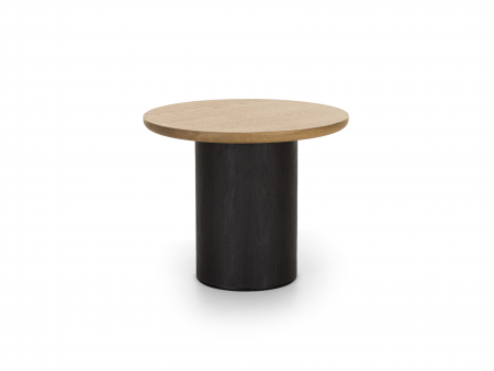 Masuta cafea rotunda Veneto D50x41cm, lemn masiv de stejar si microciment, multiple finisaje disponibile, stil contemporan [2]