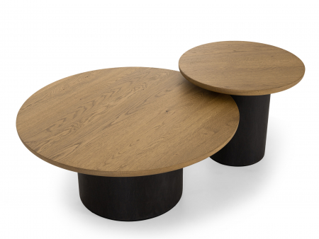 Masuta cafea rotunda Veneto D50x41cm, lemn masiv de stejar si microciment, multiple finisaje disponibile, stil contemporan [9]