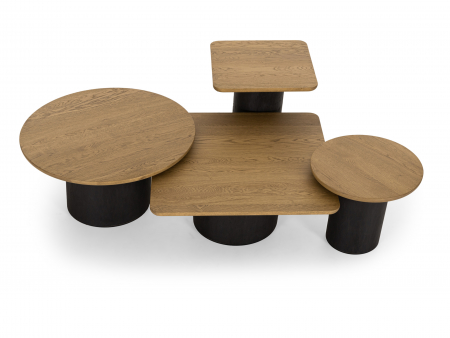 Masuta cafea rotunda Veneto D50x41cm, lemn masiv de stejar si microciment, multiple finisaje disponibile, stil contemporan [11]