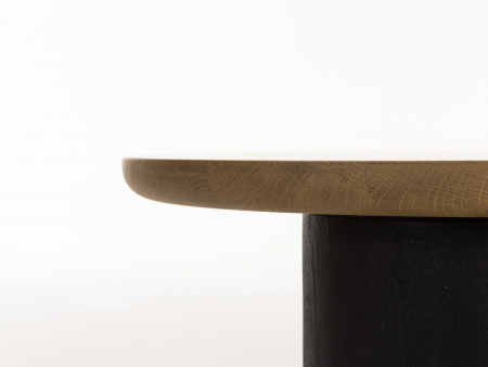 Masuta cafea rotunda Veneto D50x41cm, lemn masiv de stejar si microciment, multiple finisaje disponibile, stil contemporan [3]