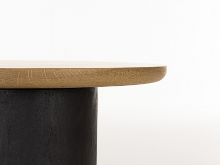 Masuta cafea rotunda Veneto D50x41cm, lemn masiv de stejar si microciment, multiple finisaje disponibile, stil contemporan [7]