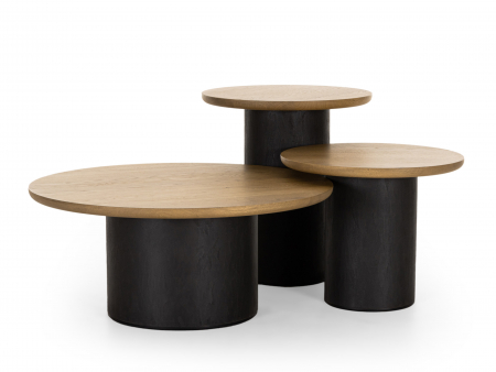 Masuta cafea rotunda Veneto D50x55cm, lemn masiv de stejar si microciment, multiple finisaje disponibile, stil contemporan [9]