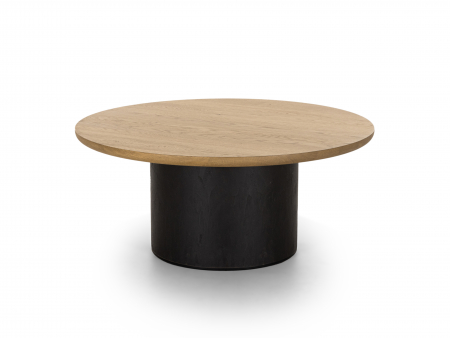 Masuta cafea rotunda Veneto D80x35cm, lemn masiv de stejar si microciment, multiple finisaje disponibile, stil contemporan [2]