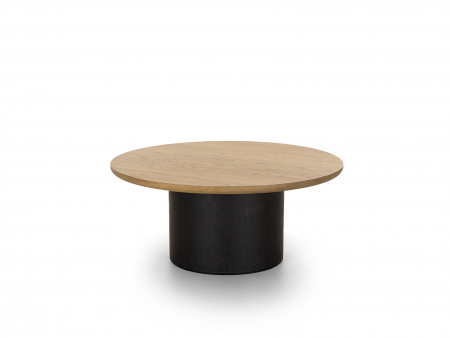 Top vanzari in ultimele luni - Masuta cafea rotunda Veneto D80x35cm, lemn masiv de stejar si microciment, multiple finisaje disponibile, stil contemporan