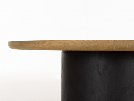 Masuta cafea rotunda Veneto D80x35cm, lemn masiv de stejar si microciment, multiple finisaje disponibile, stil contemporan [3]