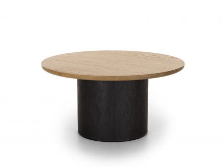 Masuta cafea rotunda Veneto D80x41cm, lemn masiv de stejar si microciment, multiple finisaje disponibile, stil contemporan [2]