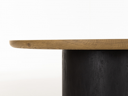 Masuta cafea rotunda Veneto D80x41cm, lemn masiv de stejar si microciment, multiple finisaje disponibile, stil contemporan [3]