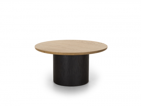 Masuta Cafea - Masuta cafea rotunda Veneto D80x41cm, lemn masiv de stejar si microciment, multiple finisaje disponibile, stil contemporan