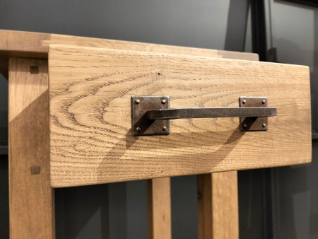 Masuta lampa 1 sertar 40cm Hunters, lemn masiv stejar, finisaj Castle Oak, stil rustic [7]