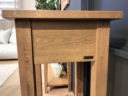 Masuta lampa 1 sertar 40cm Hunters, lemn masiv stejar, finisaj Castle Oak, stil rustic [12]