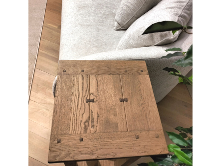 Masuta lampa 1 sertar 40cm Hunters, lemn masiv stejar, finisaj Castle Oak, stil rustic [5]