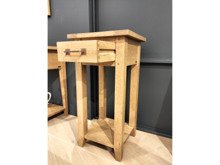 Masuta lampa 1 sertar 40cm Hunters, lemn masiv stejar, finisaj Castle Oak, stil rustic [6]