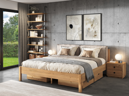 Noptiera 2 sertare Perry 50cm pe soclu, lemn de stejar, feronerie cu amortizare, multiple finisaje disponibile, stil contemporan [2]
