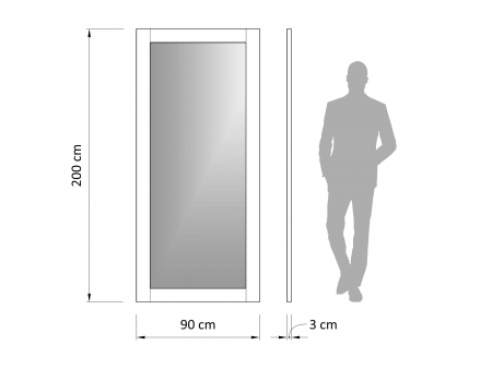 Oglinda de perete Frame 200x90cm, rama din lemn masiv de stejar, multiple finisaje disponibile, stil minimalist [2]