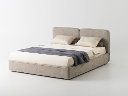 Mood - Pat tapitat Dual B cu tablie inalta, somiera metalica, laterale si capat mic dehusabile, stil contemporan, personalizabil