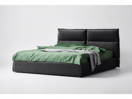 Blanche - Pat tapitat Lana, tablie inalta cu spatar reglabil, lada depozitare, somiera metalica, picioare lemn 4cm, laterale dehusabile, stil contemporan, personalizabil