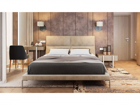 Pat tapitat minimalist Laval, tablie inalta capitonata, somiera metalica, picioare inox 18cm, laterale dehusabile, stil contemporan, personalizabil [24]