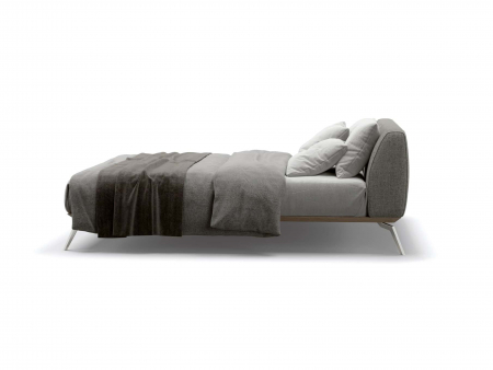Pat tapitat minimalist Linda, tablie inalta capitonata, cadru metalic, picioare metalice, stil contemporan, personalizabil [1]
