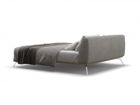 Pat tapitat minimalist Linda, tablie inalta capitonata, cadru metalic, picioare metalice, stil contemporan, personalizabil [5]