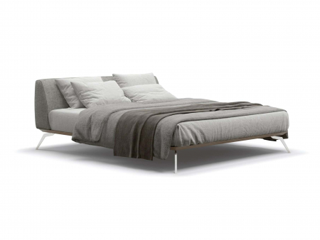 Pat tapitat minimalist Linda, tablie inalta capitonata, cadru metalic, picioare metalice, stil contemporan, personalizabil [8]