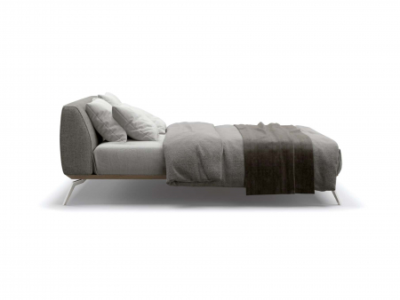 Pat tapitat minimalist Linda, tablie inalta capitonata, cadru metalic, picioare metalice, stil contemporan, personalizabil [7]