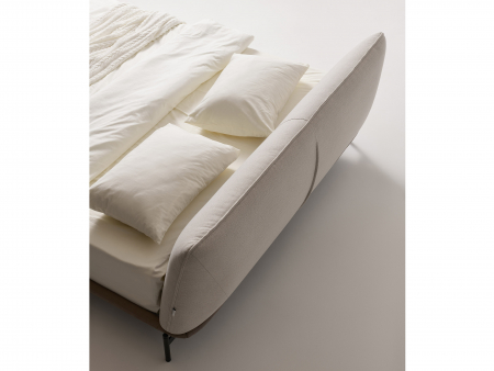 Pat tapitat minimalist Lotus, tablie inalta capitonata, somiera metalica, picioare metalice 18cm, stil contemporan, personalizabil [11]