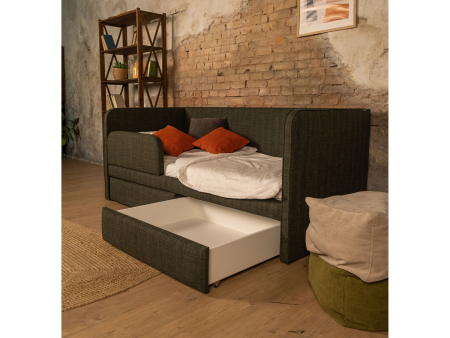 Pat pentru copii tapitat Bari 1, sertare pentru depozitare, picioare plastic 3cm, stil contemporan, personalizabil [13]