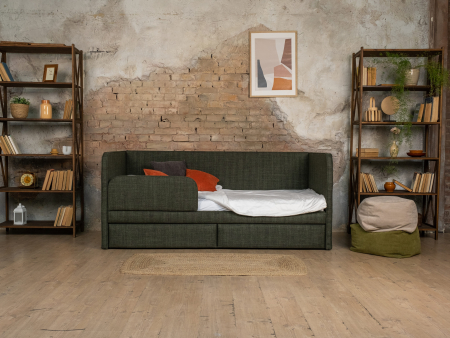 Pat pentru copii tapitat Bari 1, sertare pentru depozitare, picioare plastic 3cm, stil contemporan, personalizabil [15]