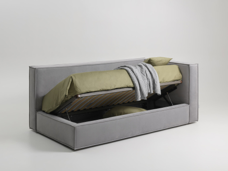 Pat pentru copii tapitat Flexy, cu laterala de protectie, spatiu de depozitare, picioare lemn 4cm, stil contemporan, personalizabil [1]