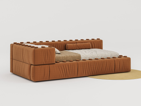 Pat pentru copii tapitat Lego, cu laterala de protectie, lada depozitare, somiera metalica, picioare plastic 3cm, stil contemporan, personalizabil [4]