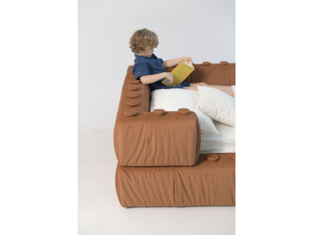 Pat pentru copii tapitat Lego, cu laterala de protectie, lada depozitare, somiera metalica, picioare plastic 3cm, stil contemporan, personalizabil [8]