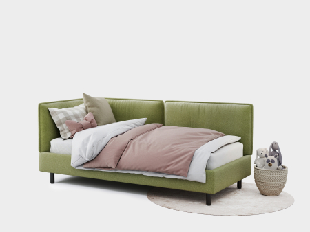 Pat Copii - Pat pentru copii tapitat Modena 1, fara lada depozitare, picioare metalice 15cm, stil contemporan, personalizabil