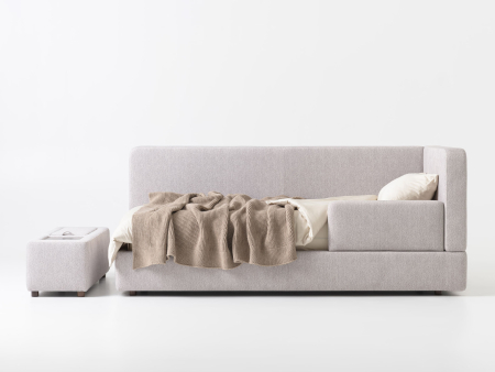 Pat pentru copii tapitat Soft, cu laterala de protectie, spatiu de depozitare, picioare lemn 4cm, stil contemporan, personalizabil [2]
