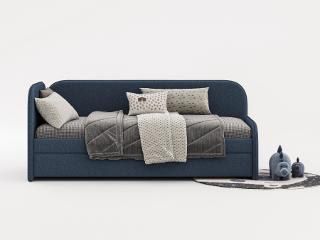 Pat pentru copii tapitat Todi 2, cu laterala de protectie, sertar pentru depozitare, picioare plastic 2cm, stil contemporan, personalizabil [2]