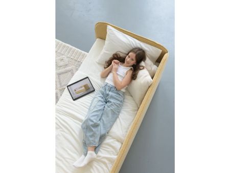 Pat pentru copii tapitat Todi A, sertar pentru depozitare, picioare plastic 3cm, stil contemporan, personalizabil [20]