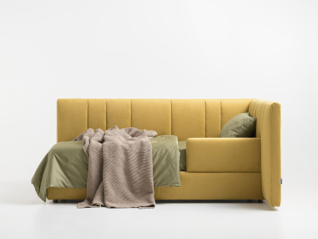 Pat pentru copii tapitat Vibe, cu laterala de protectie, spatiu de depozitare, picioare lemn 4cm, stil contemporan, personalizabil [2]