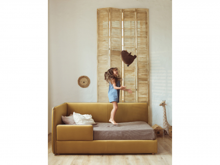 Pat pentru copii tapitat Slipp Uno B, cu laterala de protectie, spatiu de depozitare, picioare lemn 4cm, stil contemporan, personalizabil [18]