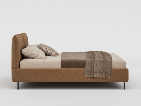 Pat tapitat Alba 1 cu tablie inalta, lada depozitare, somiera metalica, picioare metalice 10cm, laterale dehusabile, stil modern, personalizabil [3]