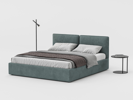 Mobila Dormitor - Pat tapitat Alba 2 cu tablie inalta, lada depozitare, somiera metalica, picioare metalice 11cm, laterale dehusabile, stil modern, personalizabil