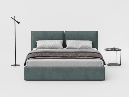 Pat tapitat Alba 2 cu tablie inalta, lada depozitare, somiera metalica, picioare metalice 11cm, laterale dehusabile, stil modern, personalizabil [1]