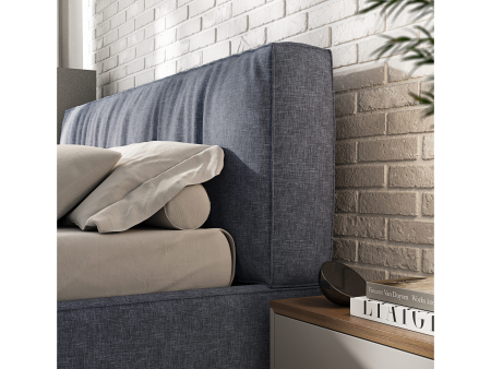 Pat tapitat Bern 1 cu tablie inalta, lada depozitare, somiera metalica, picioare metalice 11cm, laterale dehusabile, stil modern, personalizabil [2]