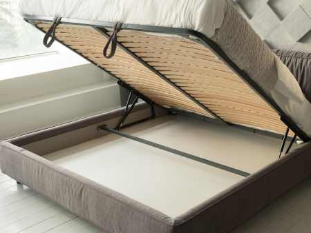 Pat tapitat Bern 1 cu tablie inalta, lada depozitare, somiera metalica, picioare metalice 11cm, laterale dehusabile, stil modern, personalizabil [18]