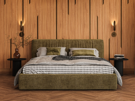 Pat tapitat Bern 2 cu tablie inalta, lada depozitare, somiera metalica, picioare metalice 11cm, laterale dehusabile, stil modern, personalizabil [1]