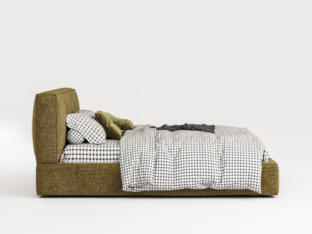 Pat tapitat Bern 2 cu tablie inalta, lada depozitare, somiera metalica, picioare metalice 11cm, laterale dehusabile, stil modern, personalizabil [4]