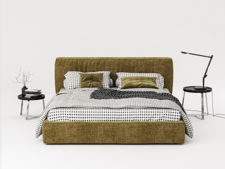 Pat tapitat Bern 2 cu tablie inalta, lada depozitare, somiera metalica, picioare metalice 11cm, laterale dehusabile, stil modern, personalizabil [3]