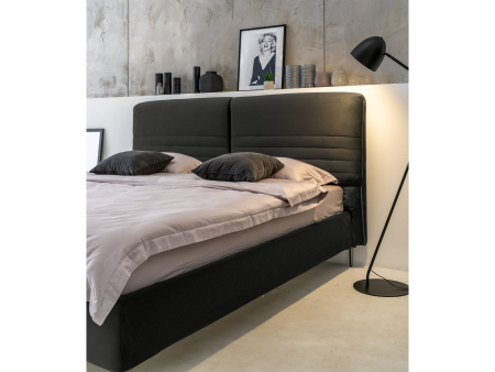 Pat tapitat Catania 1 cu tablie inalta ajustabila, lada depozitare, somiera metalica, picioare metalice 15cm, laterale dehusabile, stil modern, personalizabil [20]