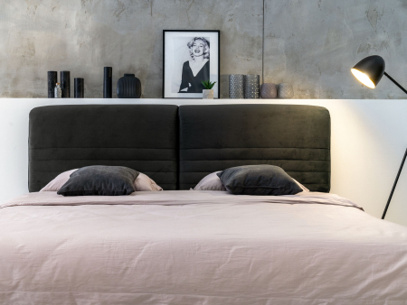 Pat tapitat Catania 1 cu tablie inalta ajustabila, lada depozitare, somiera metalica, picioare metalice 15cm, laterale dehusabile, stil modern, personalizabil [21]